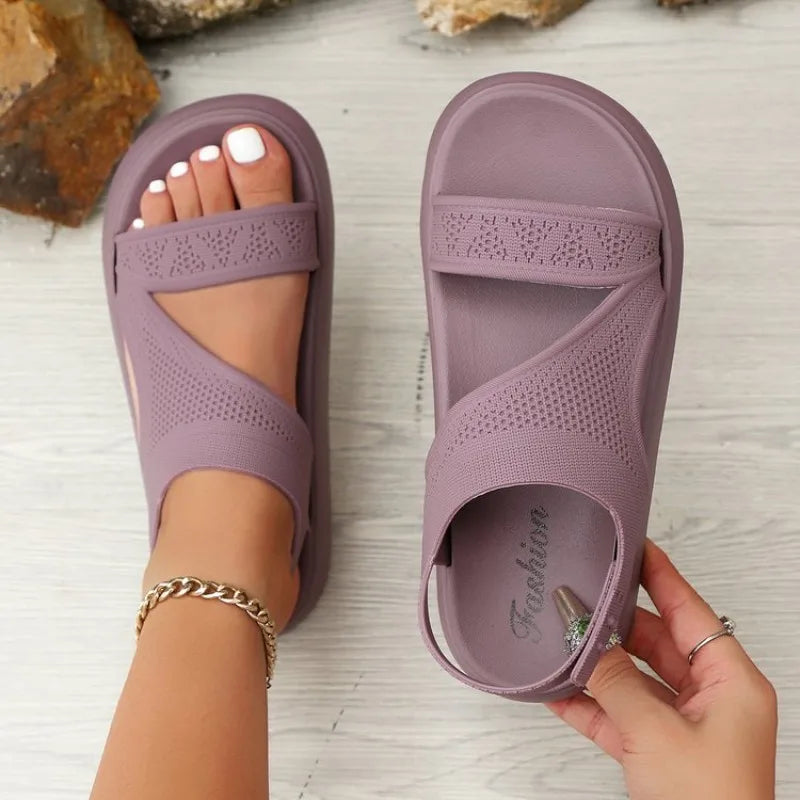 2026 Shoes Women's Summer Shoe Wedges Platform Sandal Beach Sports Sandalias Elastic Knitting Casual Slip on Sandals