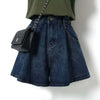 Pleated High Waist Denim Skirt Plus Size Denim Shorts For Women Summer Casual Wide Leg Slim A Line Skirt Elegant Girl Hot Pants