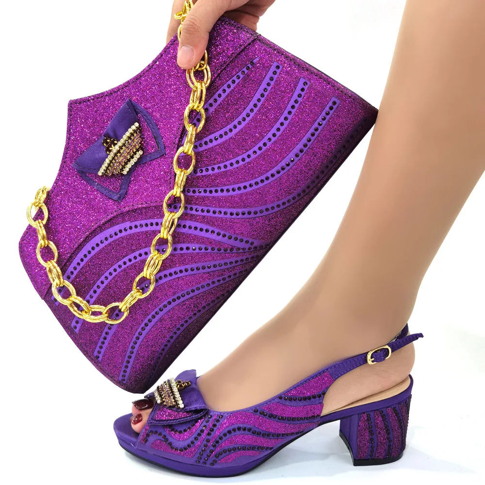 Doershow African fashion Italian Shoes And Bag Sets For Evening Party With Stones blue Italian Handbags Match Bags! HGR1-11