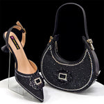 doershow Italian Shoes And Bag Sets For Evening Party With Stones Italian Leather Handbags Match Bags!HFG1-21