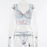 Porn Women 2 Pieces Sexy Lingerie Set See Through Lace Floral Bra Brief Underwear Erotic Lingerie Sets