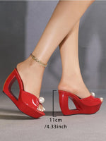 New Summer Fashion Design Peep Toe Beaded Slippers Platform Sandals Women Hollow Heels Female Shoes Zapatos Mujer
