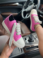 2025 Big Size 44 Women's Platform Skate Shoes Fashion Summer Black Pink Red Lace-up Men Sporty Vulcanize Casual Flat Shoes