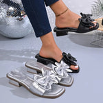 Elegant Big Bow Knot High heels Slippers Women White Slides Woman Plus Size Soft SoleNon Slip Summer Sandal Mujer Shoes