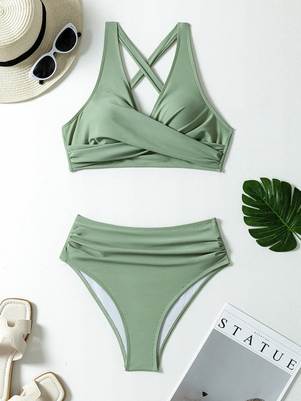 Sexy Push Up Bikini 2026 Women Swimsuit Two Pieces Swimwear Female High Waist Bikinis Set Green Bathing Suits Brazilian Biquin