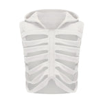 Women Gothic Vest Coat Hollowed Skeletal Gilet Hoodie Sleeveless Hooded Waistcoat Streetwear for Party