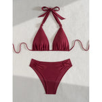 Wine Red High Waisted Bikini 2025 New Brazilian Biquini Triangle Swimsuit Women Beach Wear Bathing Suit Swimwear Female Summer