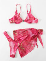 3 Pieces Print Push Up Bikini 2026 Women & Beach Skirt Strappy Swimsuit Sexy Swimwear Female Bathers Bathing Swimming Swim Suit