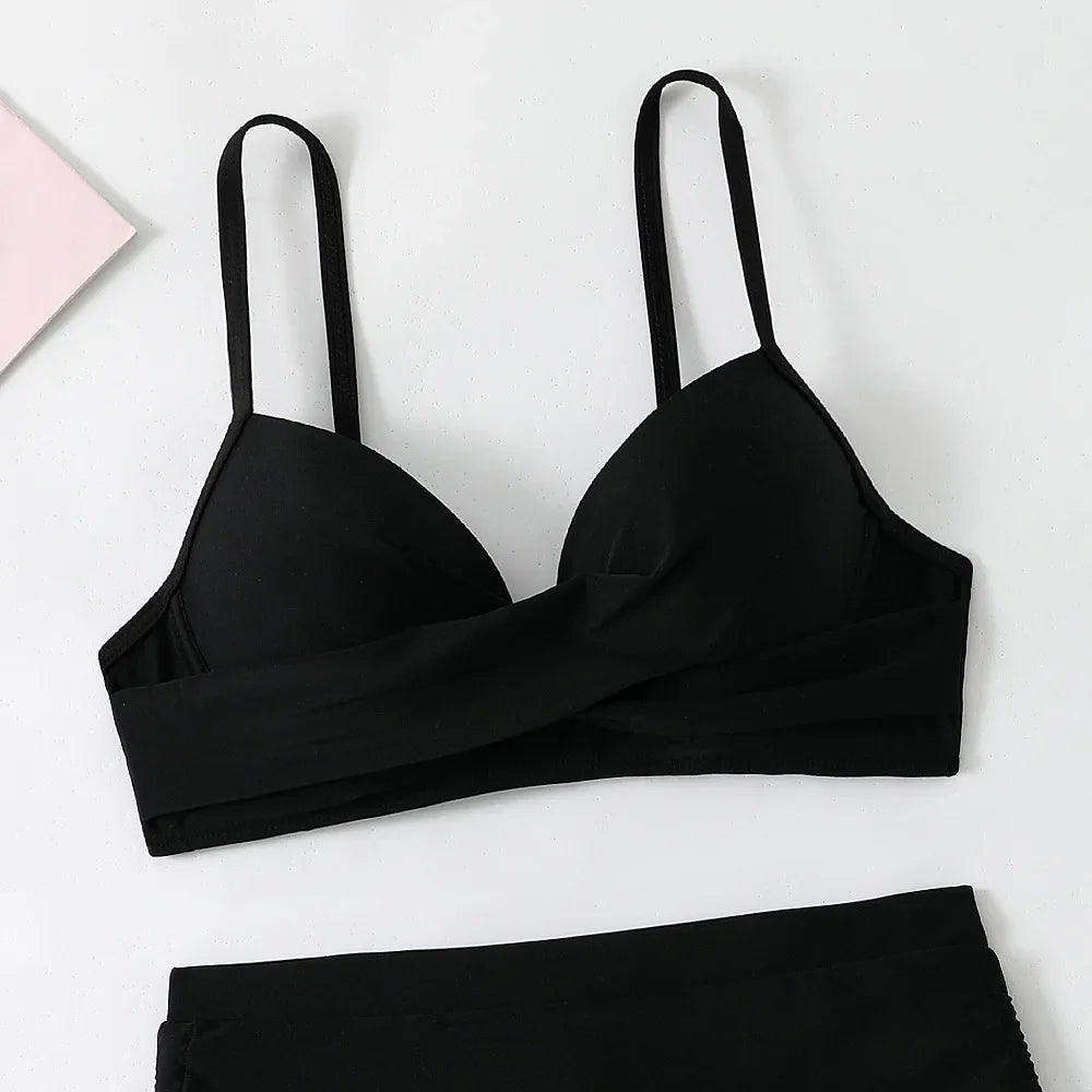 High Waist Bikini Set Sexy Push Up Swimsuit Women Black Beachwear Tummy Control Swimwear Drawstring Bathing Suit Bikinis 2026