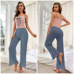 New Women's Pajama Set Sweet Lace Strap Home Clothes Two Piece Set Fashionable Casual Comfortable Loose Wide Leg Pants Popular