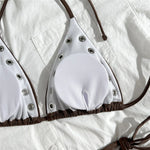 Sexy Black Rivet Holes Micro Bikini Thong Set Swimsuit Women 2026 String Halter Triangle Swimwear Bathing Suit Bikinis De Mujer