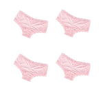4Pcs/Set Women's Swim Fabric Lace Briefs Seamless Mid Waist Panties Solid No Show Underwear Cotton Gusset Plus Size 4XL