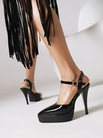 NASBAVI Women's Stilettos Platform Pointed Toe Pumps Shoes High Heels Pumps Ankle Strap Shoes Sexy Party Comfy Women Shoes