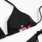 Sexy Micro Bikini 2025 Women Black Floral Print Push Up Bra Tie Side Thong Swimsuit Brazilian Beach Bathing Suit Pool Swimwear