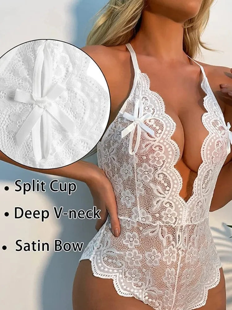 Sexy See-through Gathered Underwear Japanese Style Strap Dead Sea Water Sexy Swimsuit Open Anal Onesie Sleepwear Women's Exclu