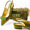 Doershow New Arrival Shoes and Bag Set African Sets 2024 Olive Nigerian Women Shoes and Matching Bags Set for wedding1-11