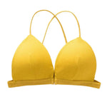 Women Simple Bra Triangle Cup Thin Straps Wrapping Chest Front Buckle Wireless Ribbed Bra Sexy Sports Cross Back Bra