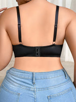 High quality plus size full cup black women's solid color underwear without steel ring sexy Lingerie MR3525