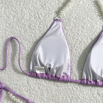 Light Purple Swimwear Pearl String Halter Micro Bikini Thong 2026 Sexy Swimsuit Women Bathing Suit Triangle Bikinis Sets Mujer