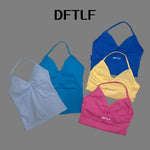 DFTLF Impact Longline Strappy Top Sports Yoga Vest Women Fitness Tank Top Gym Beautiful Open Back Bra Running Workout Halter