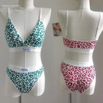 Women Push-Up Bra And Panties Set V-neck Non-wire Bra Low Waist Briefs Female Sexy Lingerie Cotton Leopard Print Underwear Set