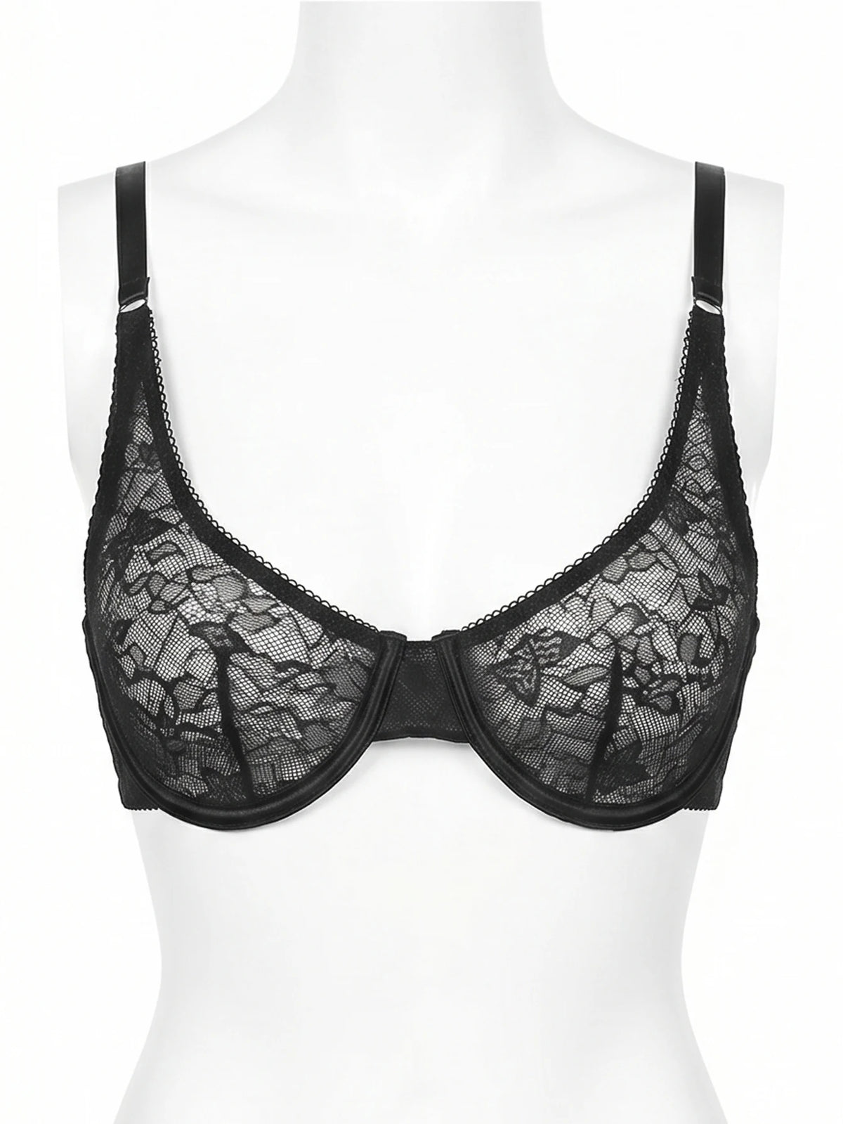 Women Black Lace Lingerie Set Deep V Bra High Waisted Boyshorts Sheer Mesh Floral Embroidery Sexy Underwear Set MR3429