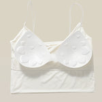 White detachable breast pad summer bra ribbon hanging neck small U-neck vest solid color vest fixed short top women X380
