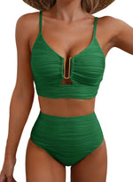 Women's New Swimsuit Bikini Set Fashion Sexy V-neck Hollow Swimsuit High Waist Textured Ruffled Swimsuit Women's Bikini Women