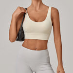 Running Sports Bra Women High Support Open Back Yoga Breathable Slim Fit Fitness Pilates Tank Top With Removable Pads