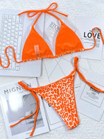 Zebra Print Halter micro Bikini 2025 women Bandeau String Swimsuit Female swimwear Neon Shiny bikini set Leopard Bathing Suit