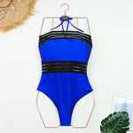Sexy One Piece Swimsuit Swimwear Women Hollow Mesh Patchwork Halter High Waist Beachwear Bathing Suit 2026 Maillot De Bain Femme