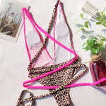 Deep V Neck Splicing Wrap Around Leopard Female Swimwear One Piece Swimsuit Women Backless Monokini Bather High Cut Bathing Suit