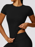 Yoga Shirts Women Summer Short Sleeve O Neck Sports Top Running Tee Quick Dry Pink Black Gym Fitness Workout T-Shirts Sportswear