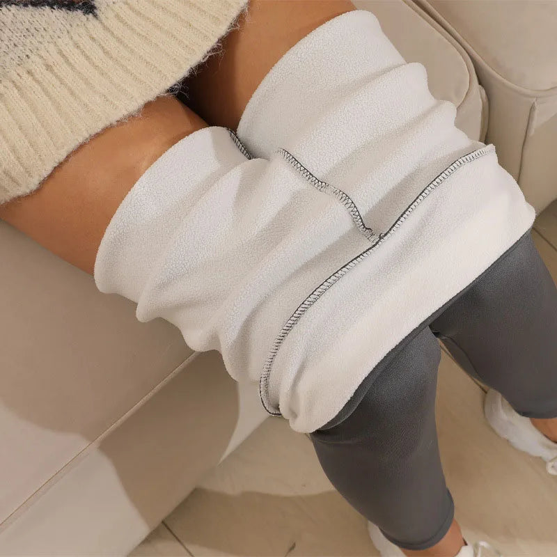 Women Lamb Fleece Leggings Seamless High Waist Thermal Winter Warm Tights Solid Stretchy Casual Pants Female Streetwear Jogger