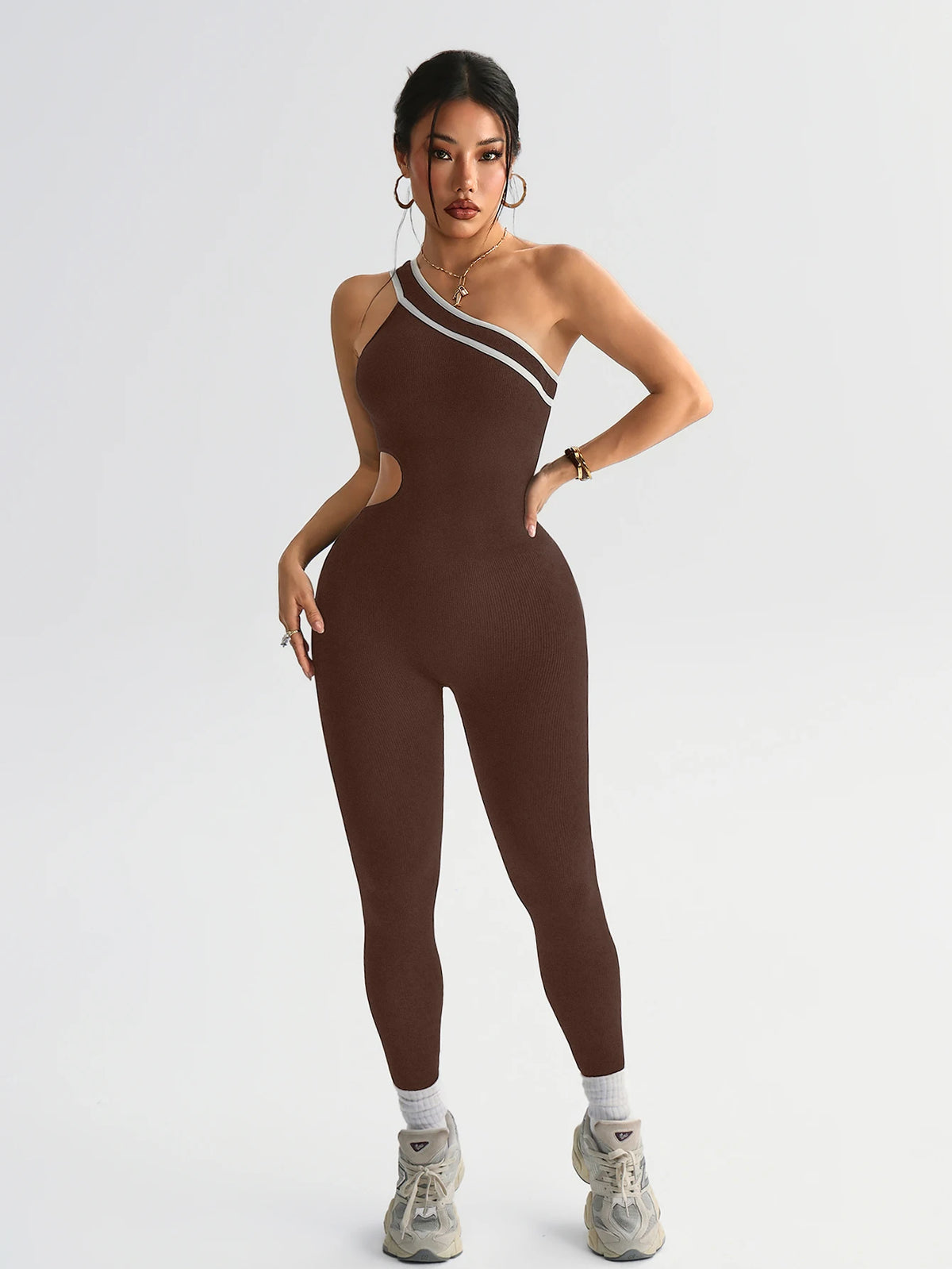 Women Seamless Yoga Jumpsuit Workout Bodysuit Tummy Control Butt-Lifting Gym Clothes Sleek Sportswear Striped Athletic Outfit