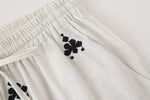 Foridol Geometric Pattern Embroidery Long Pants Women Wide Leg Beige Casual Summer Pants Elastic Waist Drawstring Pants 2025