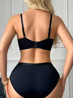 Women's Colorblock Push Up Bra Set Seamless Underwire Support Underwear Daily Comfy Panties for Women
