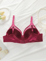 Fashion Ladies Solid Push Up Bra Sheer Mesh Splice Design Slim Gathering Adjustable Strap Women Lingerie U033