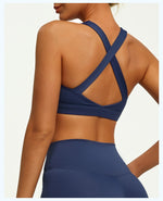 Solid Color Sports Bra Women Cross Back High Support Yoga Bra Sports Top Compression Training Gym Bras Fitness Underwear Woman