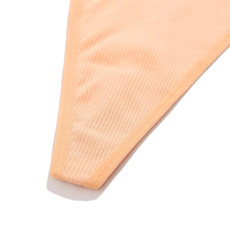 3PCS Women's Panties Cotton Thongs Adjustable Waist Sexy G-String Solid Color Seamless Intimate Female Underpants Lingerie S-XL