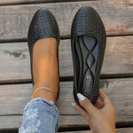 Women's Handmade Weaving Hollow Mesh Flat Shoes Lightweight Breathable Ballet Flats Summer Soft Comfortable Beach Sandals