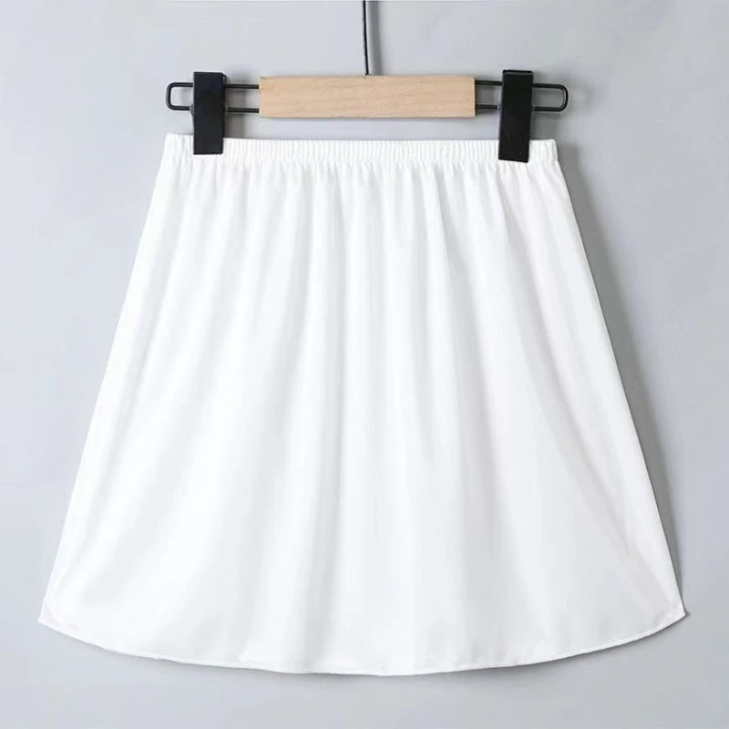 Summer Women's Intimates Casual Mini Lined Skirts Elastic Slips Underskirt Ladies Basic Half Petticoat Intimates Sleepwear