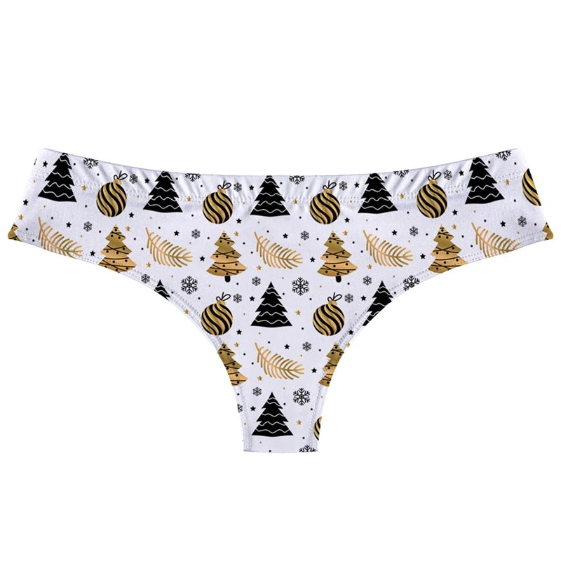 Cute Cartoon Christmas Dog Print Thong Sexy Low Rise Women's G-string Loose Fit T-back Seamless Invisible Female T-pants