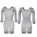 1PC Women Sexy Fishnet Beach Cover Up Long Sleeves Hollow Out Bodycon Dress See Through Summer Swimwear