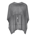 Womens See-through Knitted Cover-ups Poncho Solid Color Asymmetric Tops Cape for Daily Beach Shawl Summer Fall