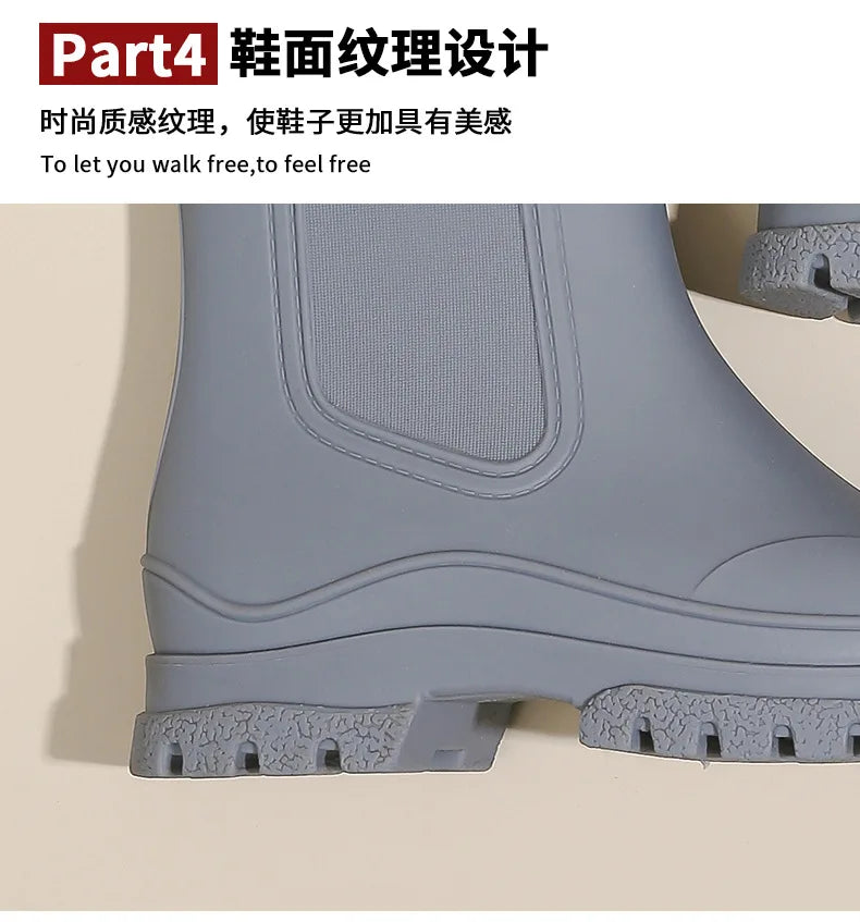 Rain Boots Women Garden Galoshes Waterproof Rubber Chelsea Boot Female Non-slip Rainshoes Fishing Water Shoes Botas Lluvia Mujer