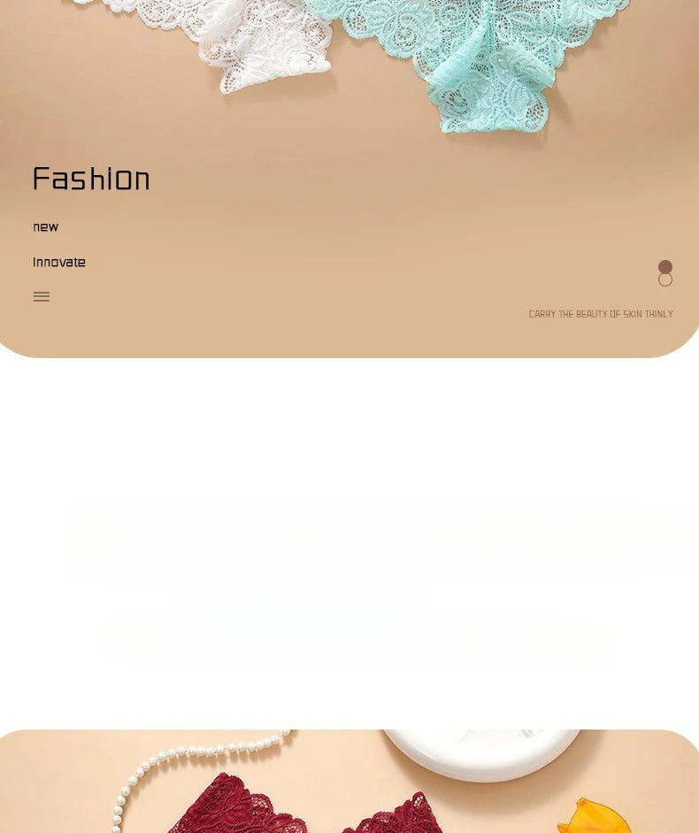 Women's Briefs Sexy Lace Mesh Panties Perspective Underwear Low Waist Solid Color Briefs Breathable Intimates Female Lingerie