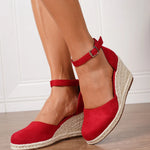 2025 Comfy Walk Big Size 43 Summer Lace Espadrilles Sandals Women Ankle Strap Platform Sandals High Heels Wedges Shoes Woman