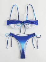 Sexy Tie Dye Print Push Up Bikinis Sets Two Pieces Side Tie Swimsuit Thong Swimwear Biquini Conjunto De Bikini Tankini Beachwear