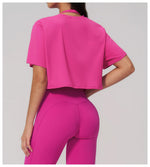 Impact Short Sleeve Yoga T Shirts Women Solid Color O Neck Loose Sports Tops Outwear Gym Running Fitness Workout Suits